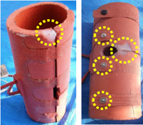 断熱材欠落部の補修及び止金（フック、バンド）の補修も実施できます。mks型式：9635-1075は、補修後10年以上ご使用頂けております。