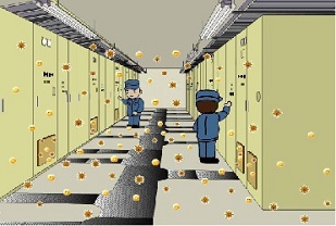 硫化水素吸着フィルターの配電盤・操作盤・受電盤等での使用例