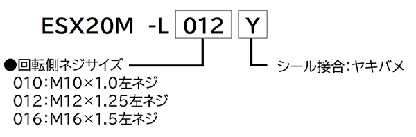【工作機械業界向け】スピンドルスルー用ESX20M-Lシリーズロータリージョイントの型式説明図
